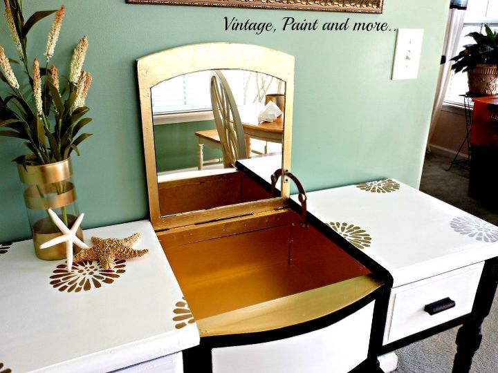 repainted glamorized vanity, painted furniture