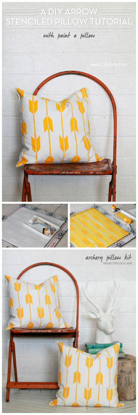 a diy arrow stenciled pillow tutorial, crafts, how to, reupholster