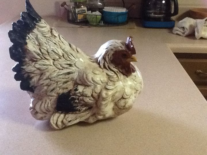 repainted chicken figurine, crafts