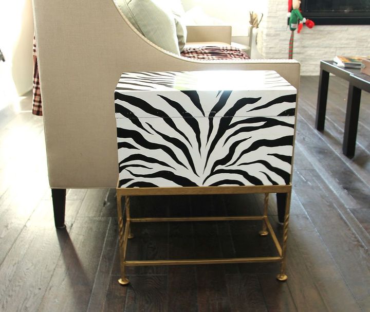 painted zebra print box and gold wax, garages