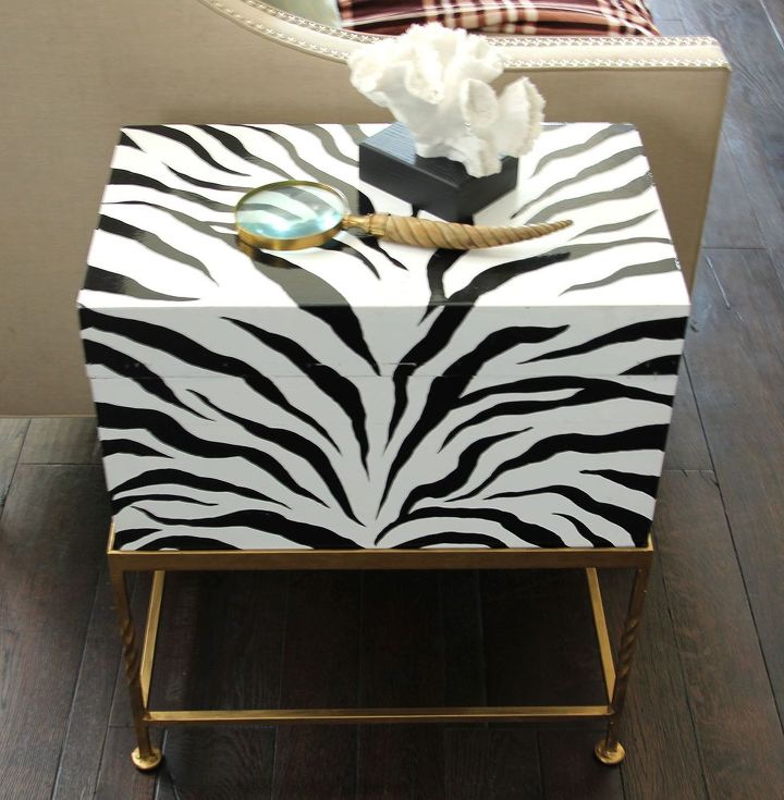 painted zebra print box and gold wax, garages