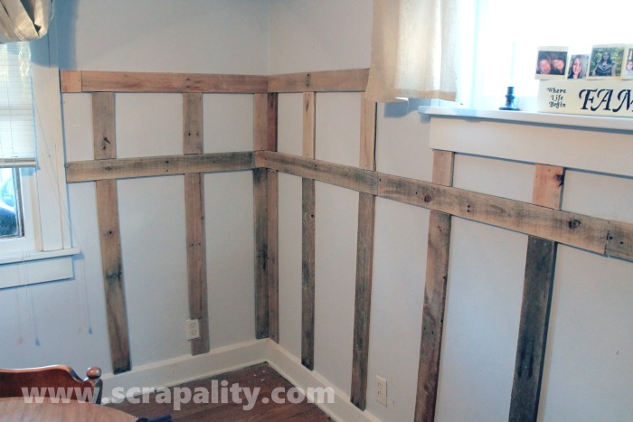 add wainscoting to walls using pallet wood, pallet, wall decor