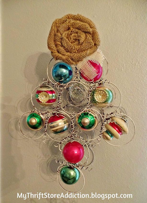 repurposed bed springs and vintage ornaments tree, christmas decorations, crafts, repurposing upcycling, seasonal holiday decor