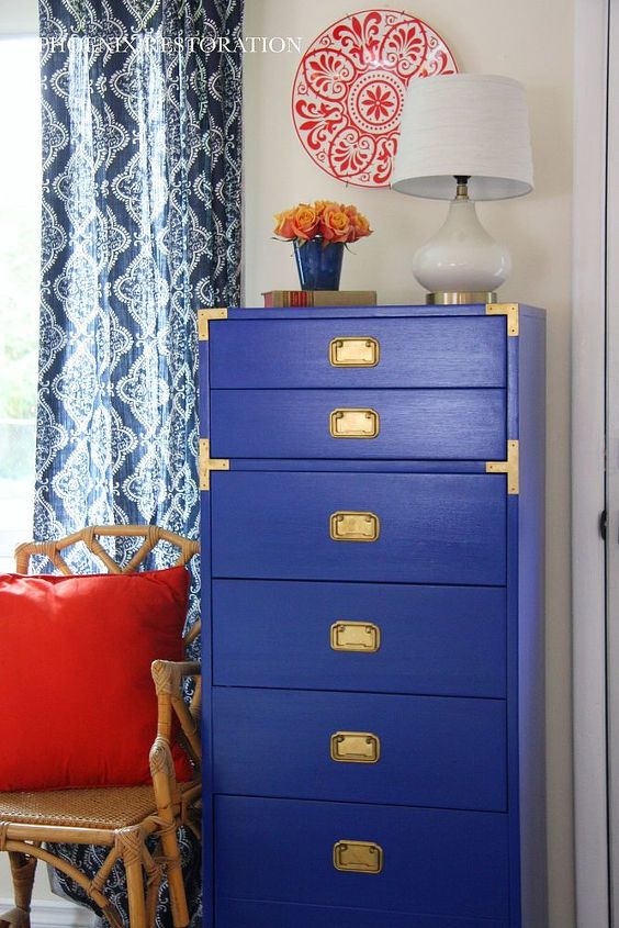 klein blue campaign chest dresser makeover, painted furniture