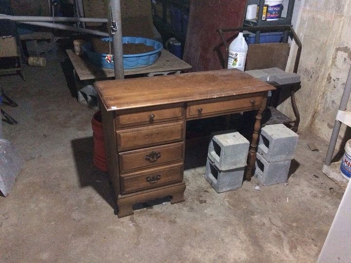 refurbished child s desk to child s desk with hutch, painted furniture, Before