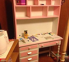 refurbished child s desk to child s desk with hutch, painted furniture, Finished desk