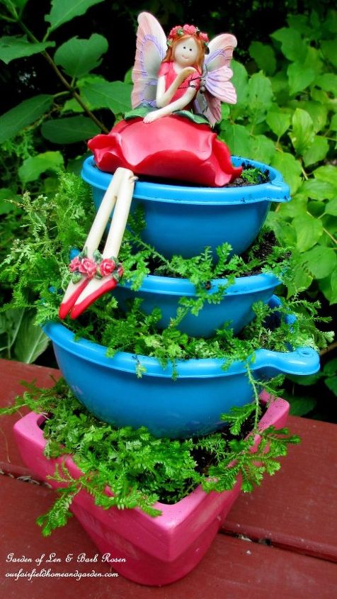 kitschy kitchen garden accents from dollar store finds, container gardening, crafts, gardening, repurposing upcycling, Dollar Store mixing bowl planter