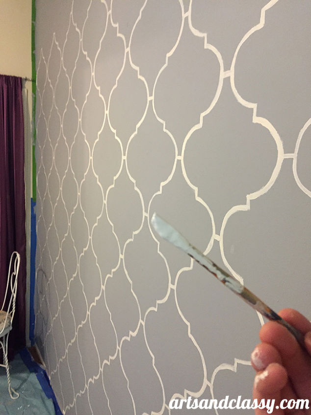 how to paint a moroccan stencil accent wall, diy, home decor, how to, painting, wall decor