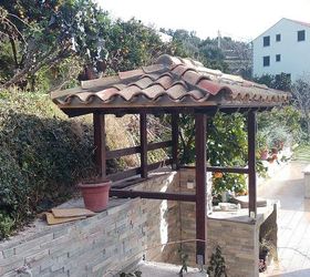 small croatian pergola, concrete masonry, outdoor furniture, outdoor living, tiling