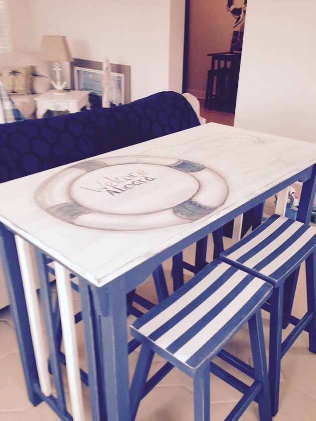 nautical kitchen table makeover, chalk paint, home decor, kitchen design, painted furniture, repurposing upcycling