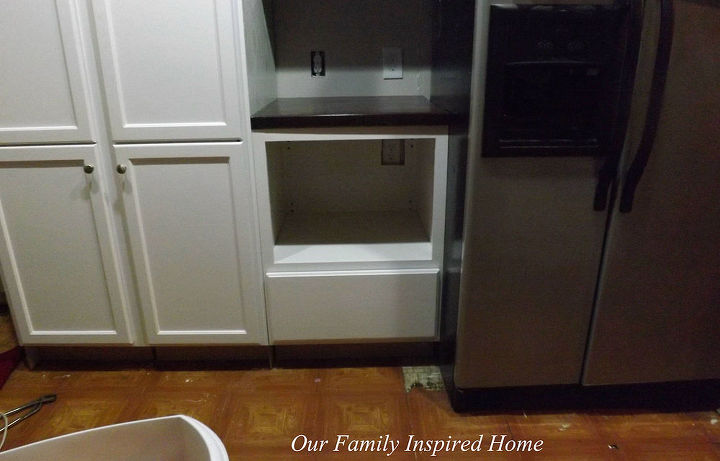 kitchen renovation our diy microwave cabinet and drawer organization, appliances, kitchen cabinets, kitchen design, organizing