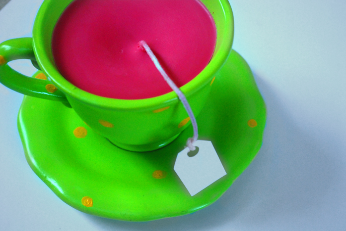arregla los platos rayados diy velas para tazas de t