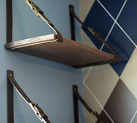 using mens belts to create cool hanging shelves, shelving ideas