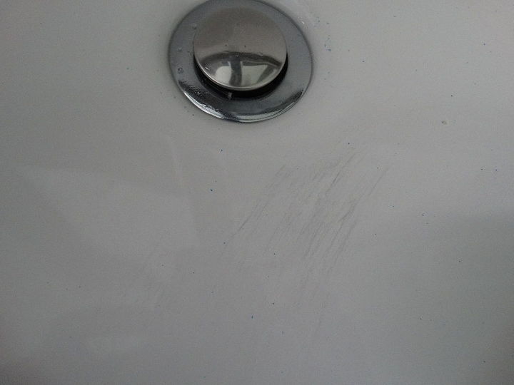 q how to get rid of black scratch marks on white sink, bathroom ideas, cleaning tips, painting