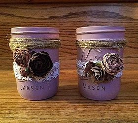 hand painted and decorated mason jars, crafts, mason jars, repurposing upcycling, shabby chic
