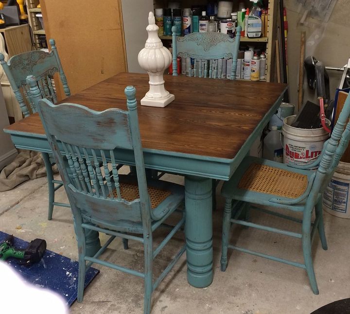 farm table and chair updo, chalk paint, painted furniture, repurposing upcycling, shabby chic