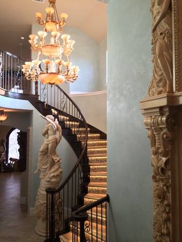 metallic venetian plaster painted foyer, foyer, home decor, lighting, paint colors, painting, After of Foyer