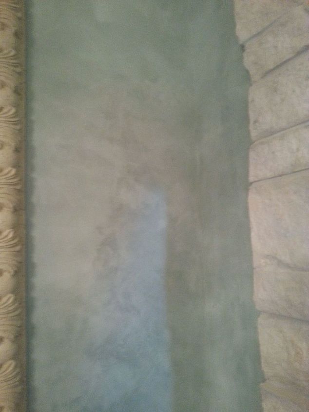 metallic venetian plaster painted foyer, foyer, home decor, lighting, paint colors, painting, Close up