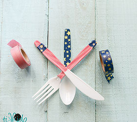 washi tape embellished plastic party silverware, crafts