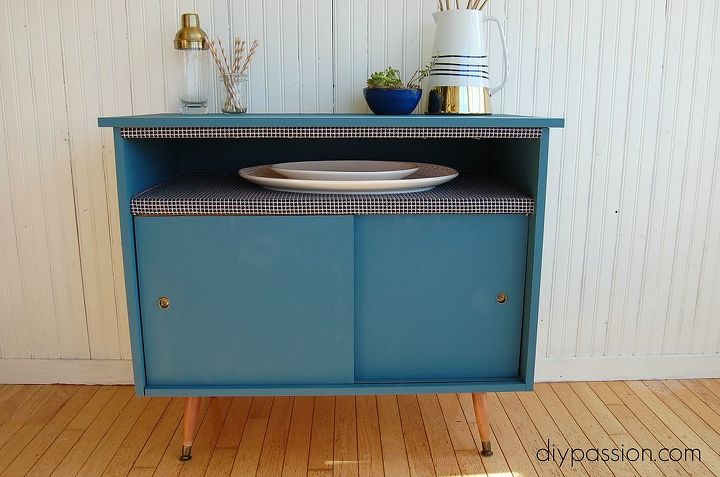 upcycled upholstered midcentury style dining buffet, dining room ideas, painted furniture, repurposing upcycling, storage ideas, reupholster