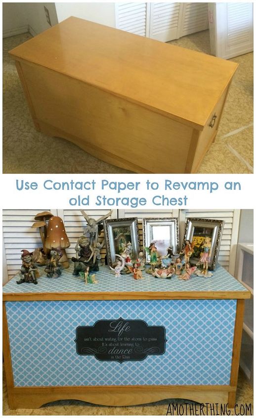 revamp a hope chest with contact paper, painted furniture
