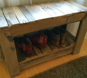 wood pallet shoe bench, foyer, pallet, repurposing upcycling