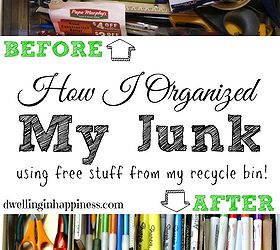 how i organized my junk using free stuff from my recycle bin, crafts, how to, organizing, storage ideas