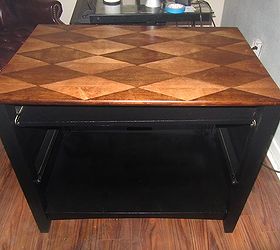 computer desk makeover with diamond pattern, painted furniture