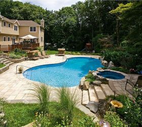 award winning project showcase freeform vinyl pool spa in manhasset, outdoor living, patio, pool designs, spas, Creating the Perfect Patio Long Island NY