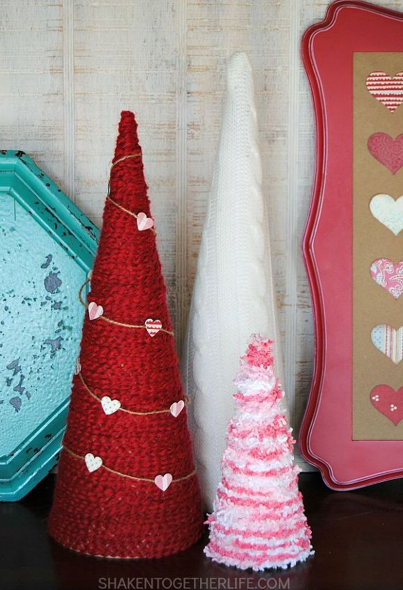 Valentine's Day yarn-wrapped tree craft
