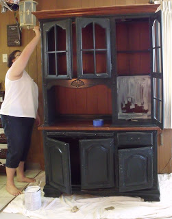 repainted hutch in white, how to, painted furniture, Before