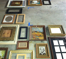 wall decor made from frames, bathroom ideas, wall decor, Choosing frames laying out to fit in space