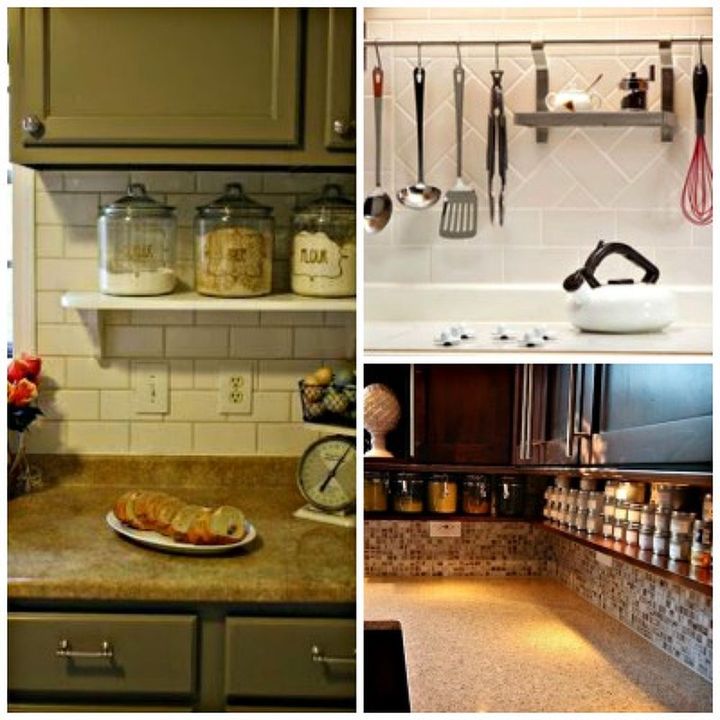 q kitchen organization ideas, kitchen design, organizing, storage ideas, Inspirations I need to somehow combine these for my small wall area backsplash area The spices pictured here I may have to many to display here Any ideas The only functional area left i can think of is