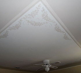 stenciled ceiling, bedroom ideas, painting, wall decor