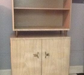 ideas for colors to paint a vintage 2 piece formica hutch, I want to paint the legs and handles metallic