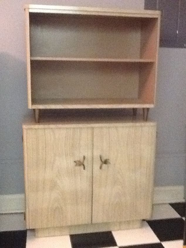ideas for colors to paint a vintage 2 piece formica hutch, I want to paint the legs and handles metallic