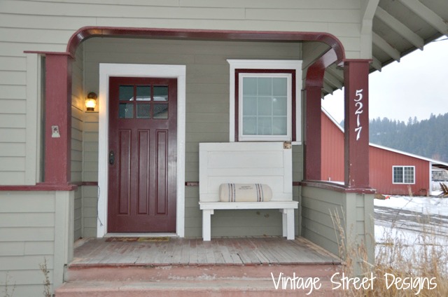 re purposed vintage door to a front porch bench, diy, doors, outdoor furniture