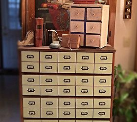upcycled drawer chest to diy faux card catalog reveal, painted furniture, repurposing upcycling