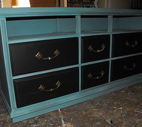 repurposed dresser to media center, painted furniture, repurposing upcycling