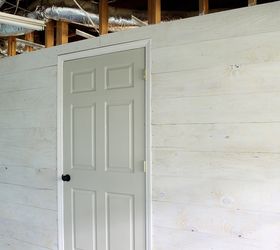 whitewashed plywood plank wall, basement ideas, woodworking projects