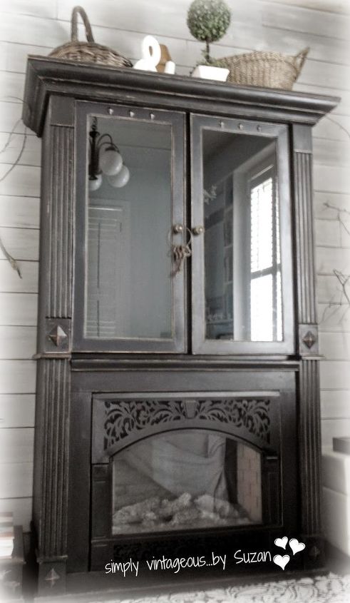 fireplace cabinet makeover, fireplaces mantels, painted furniture, repurposing upcycling