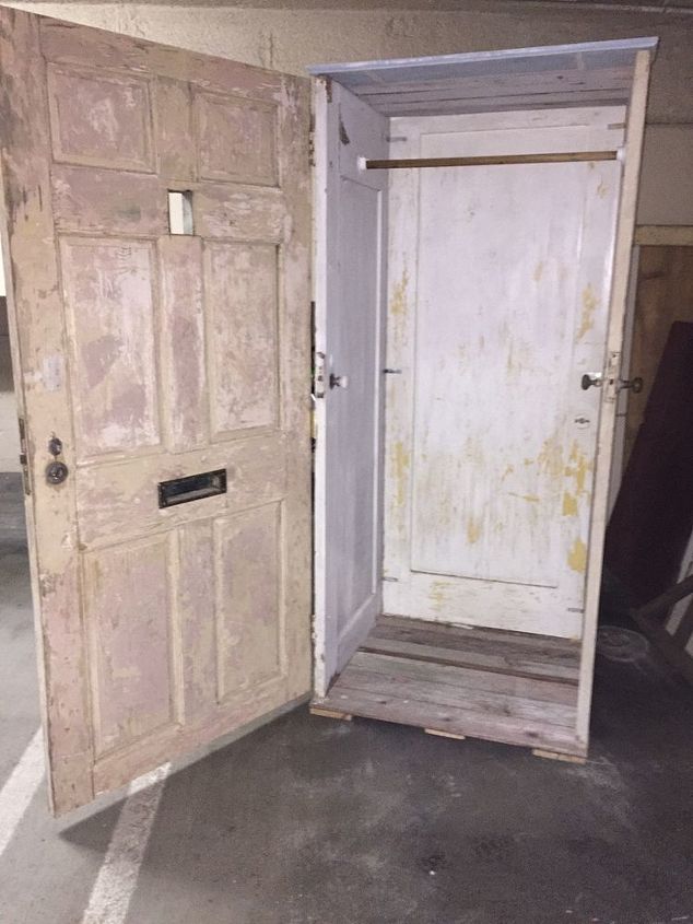 he turned these salvaged doors into something amazing, doors, repurposing upcycling, storage ideas, woodworking projects