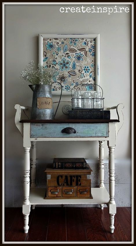 upcycled vintage side table, decoupage, painted furniture
