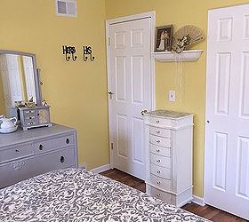 q ideas for redecorating a gray and yellow master bedroom, bedroom ideas, home decor, how to, painted furniture, painting, wall decor, window treatments, Jewelry armoire ASCP Old White