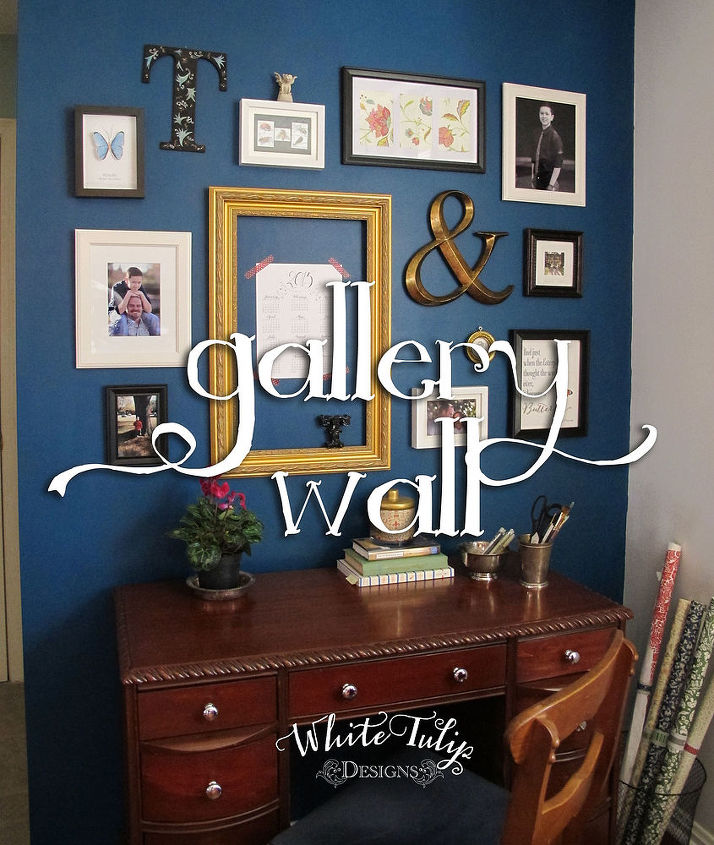 home office dark blue gallery wall, home office, painting, wall decor