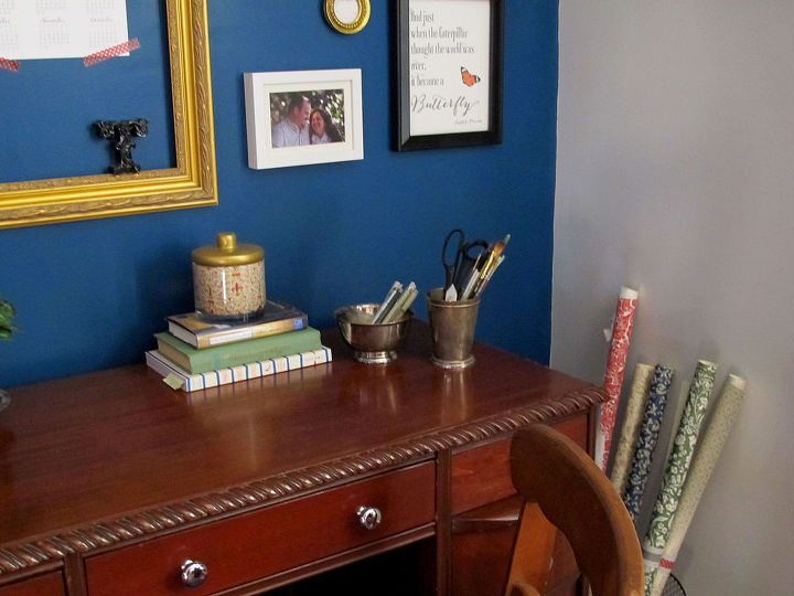 home office dark blue gallery wall, home office, painting, wall decor