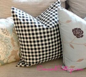 black n white check pillows, crafts, how to, living room ideas, reupholster