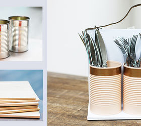 repurposed soup cans to diy kitchen caddy, crafts, how to, repurposing upcycling