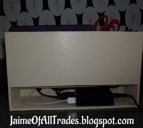 diy charging station with a power strip compartment, crafts, diy, electrical, how to, organizing, woodworking projects