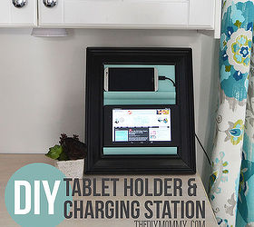 a counter top charging station tablet holder from a picture frame, crafts, organizing, repurposing upcycling